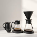 Matte black ceramic pour-over coffee set