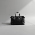 Black leather weekender duffel bag