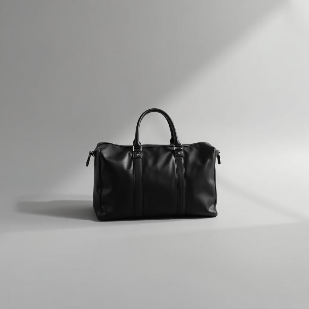 Black leather weekender duffel bag